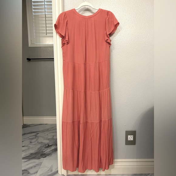LOFT Butterfly Sleeve V Neck Flowy Swing Maxi Dress - Picture 2 of 6